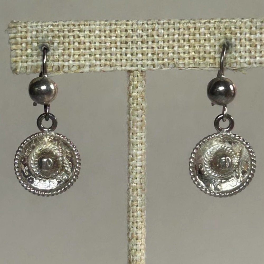 Vintage Taxco Mexico Sombrero Earrings Sterling Silver 925 dangle earrings